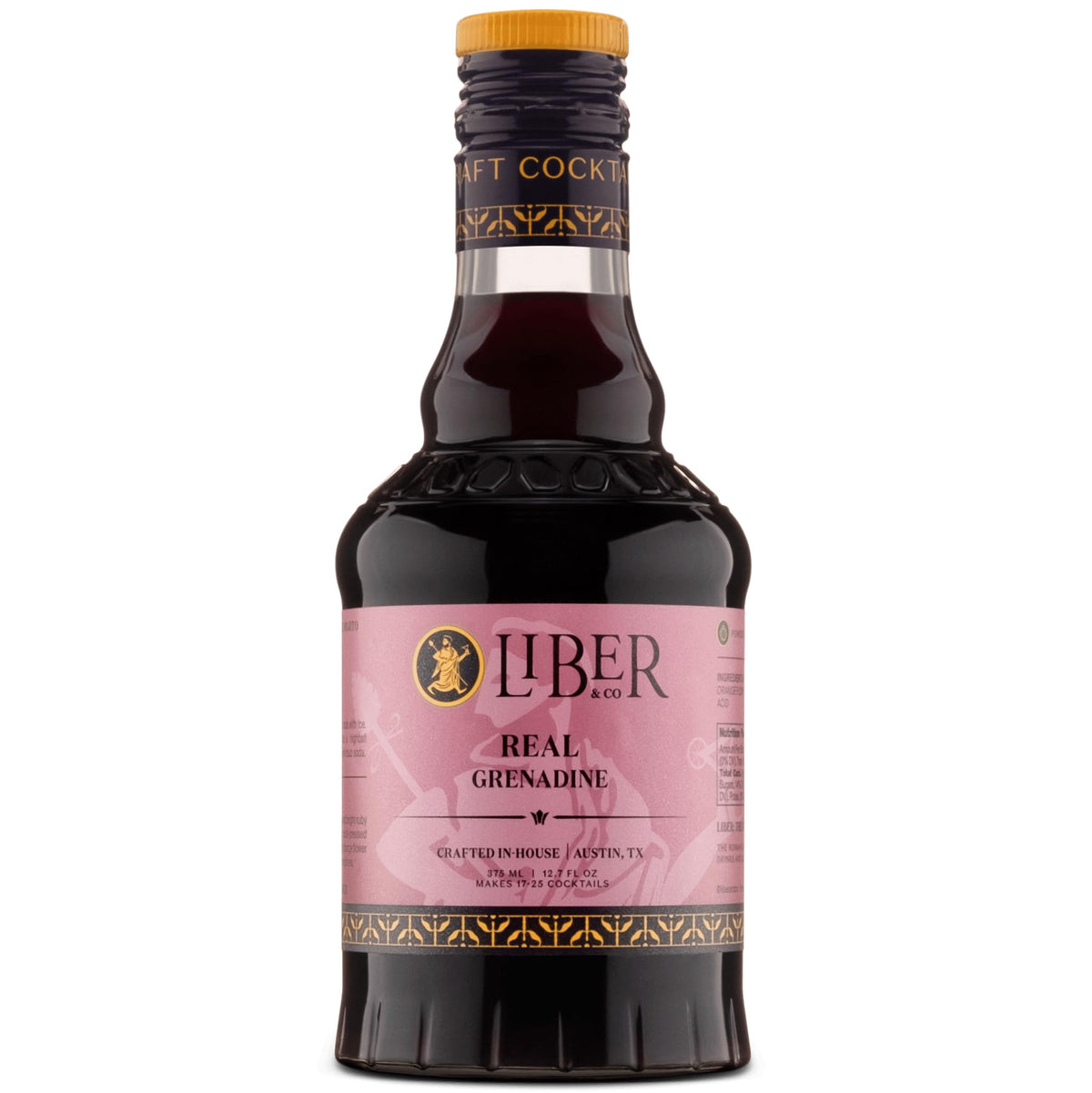 Liber & Co. Real Grenadine hero bottle, rich color ideal for cocktails.