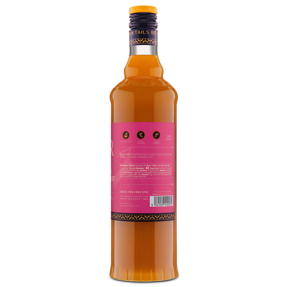 Liber & Co Tropical Passion Fruit Syrup amber hue enhances Hurricanes and tiki drinks.