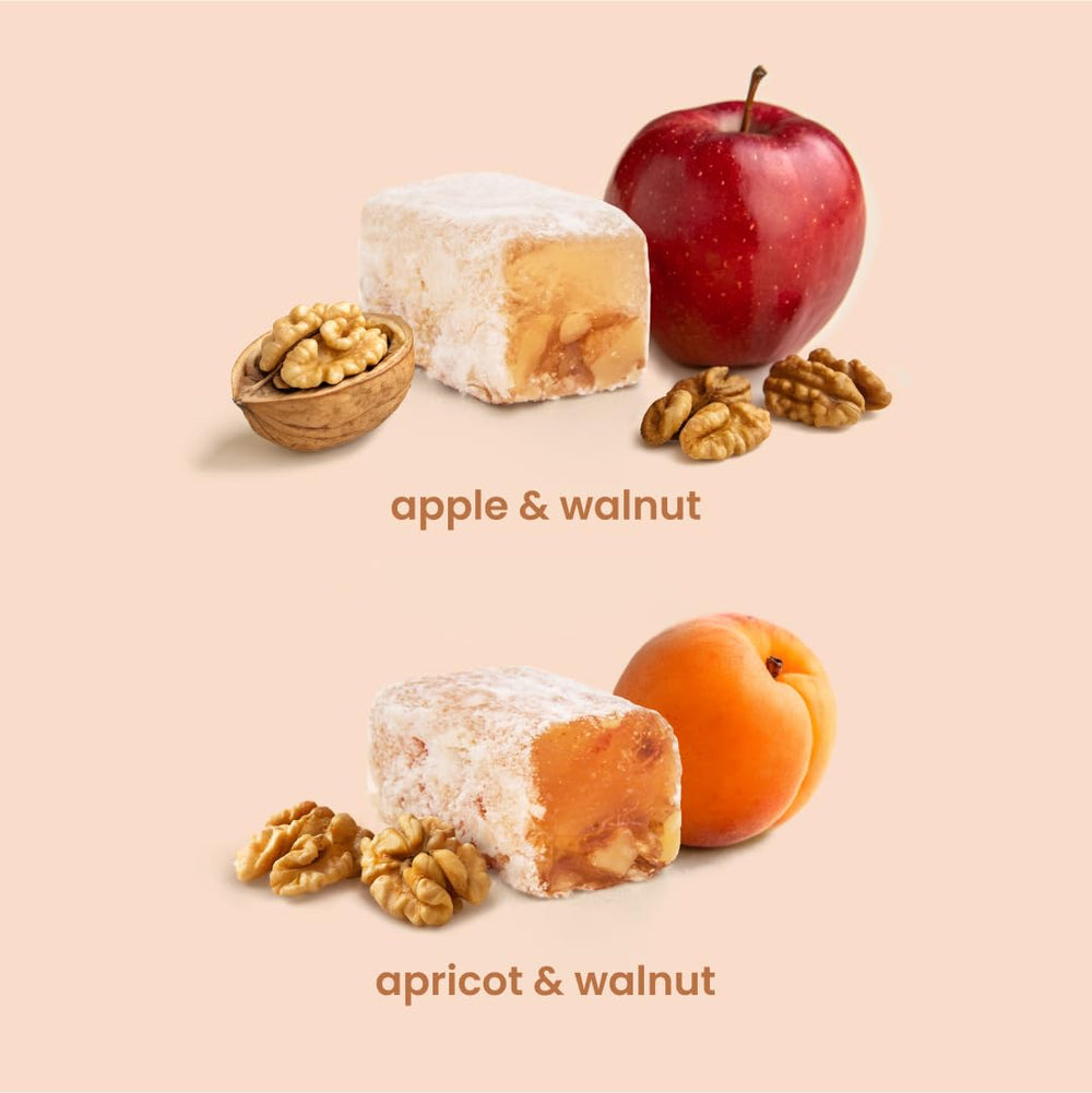 Liberty Orchards Aplets & Cotlets Turkish Delight texture, soft bite with fruity notes.