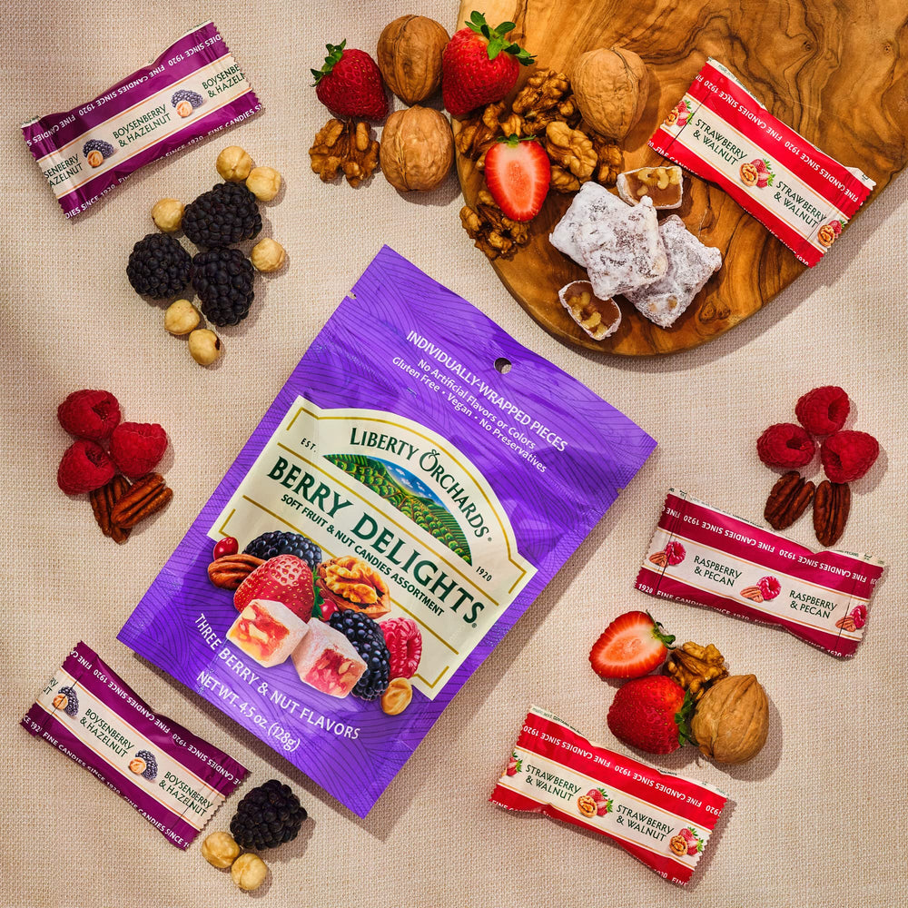 Liberty Orchards Berry Delights Boysenberry-Hazelnut image featuring rich berry flavor with roasted hazelnuts