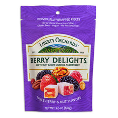 Liberty Orchards Berry Delights Standup-Bag image emphasizing convenient on-the-go packaging