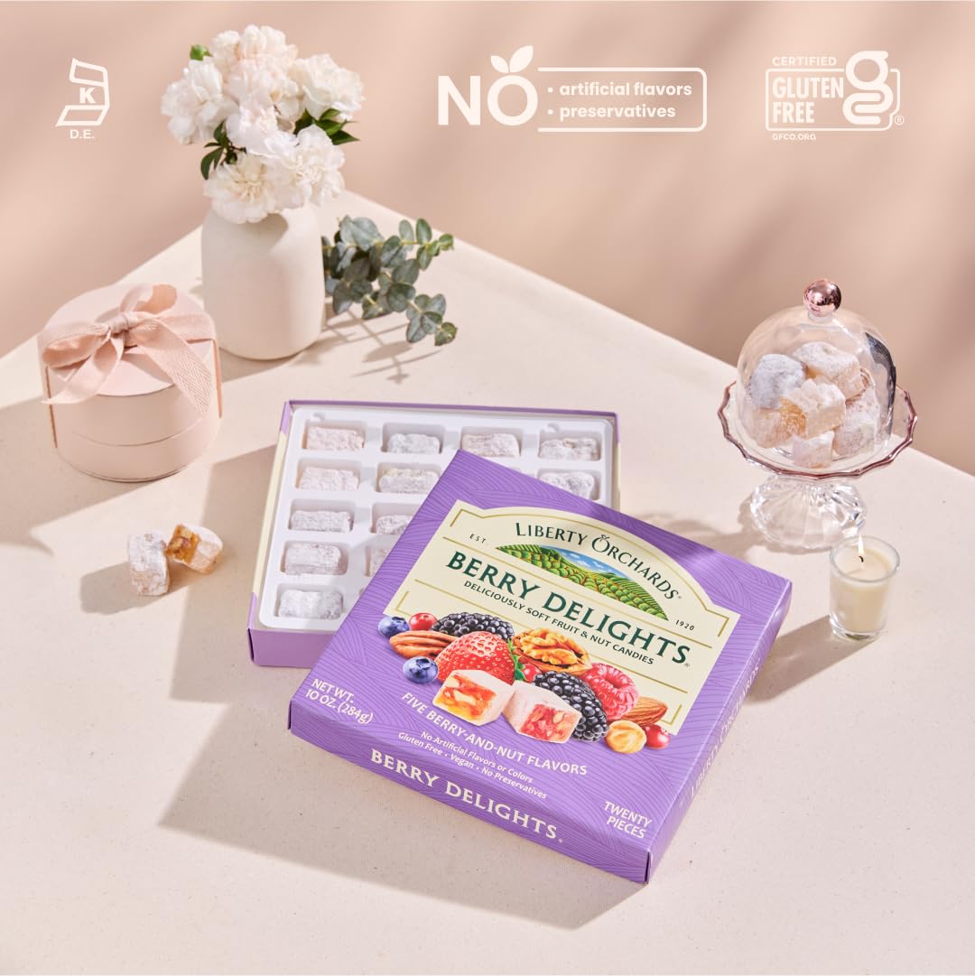 Liberty Orchards cranberry-walnut Turkish delight combines tart fruit with nut texture.
