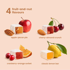 Liberty Orchards dessert delights cherry almond crunch piece, indulgent bite.