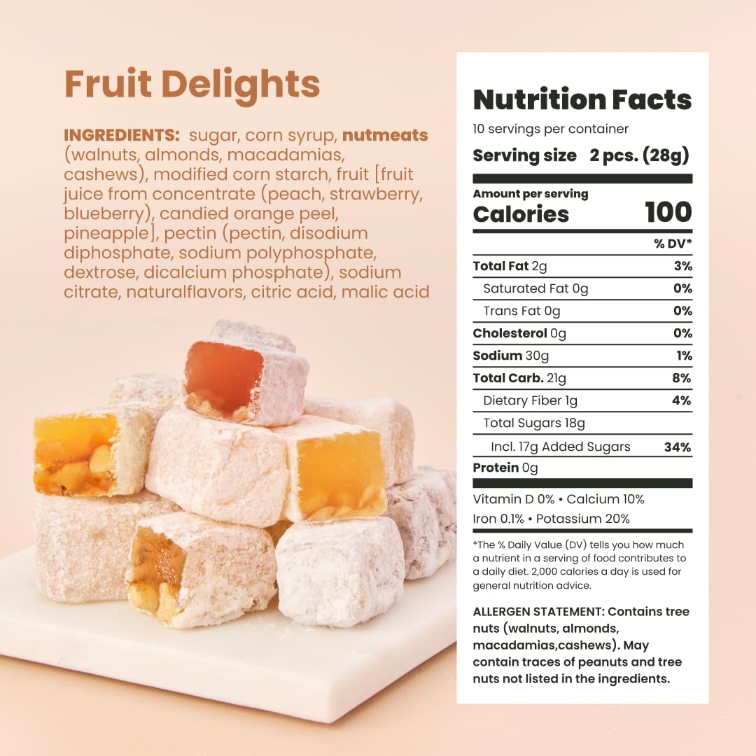 Liberty Orchards pineapple-macadamia Turkish Delight, tropical sweetness with crunchy nuts