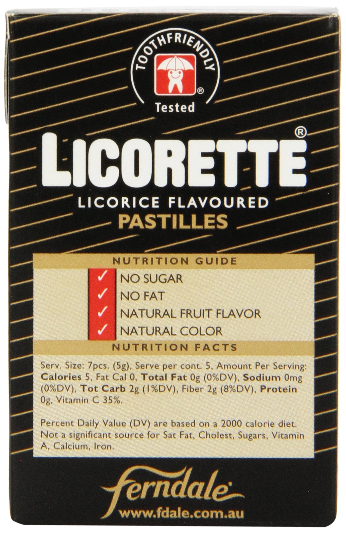 LICORETTE licorice close-up reinforces brand identity and flavor focus.