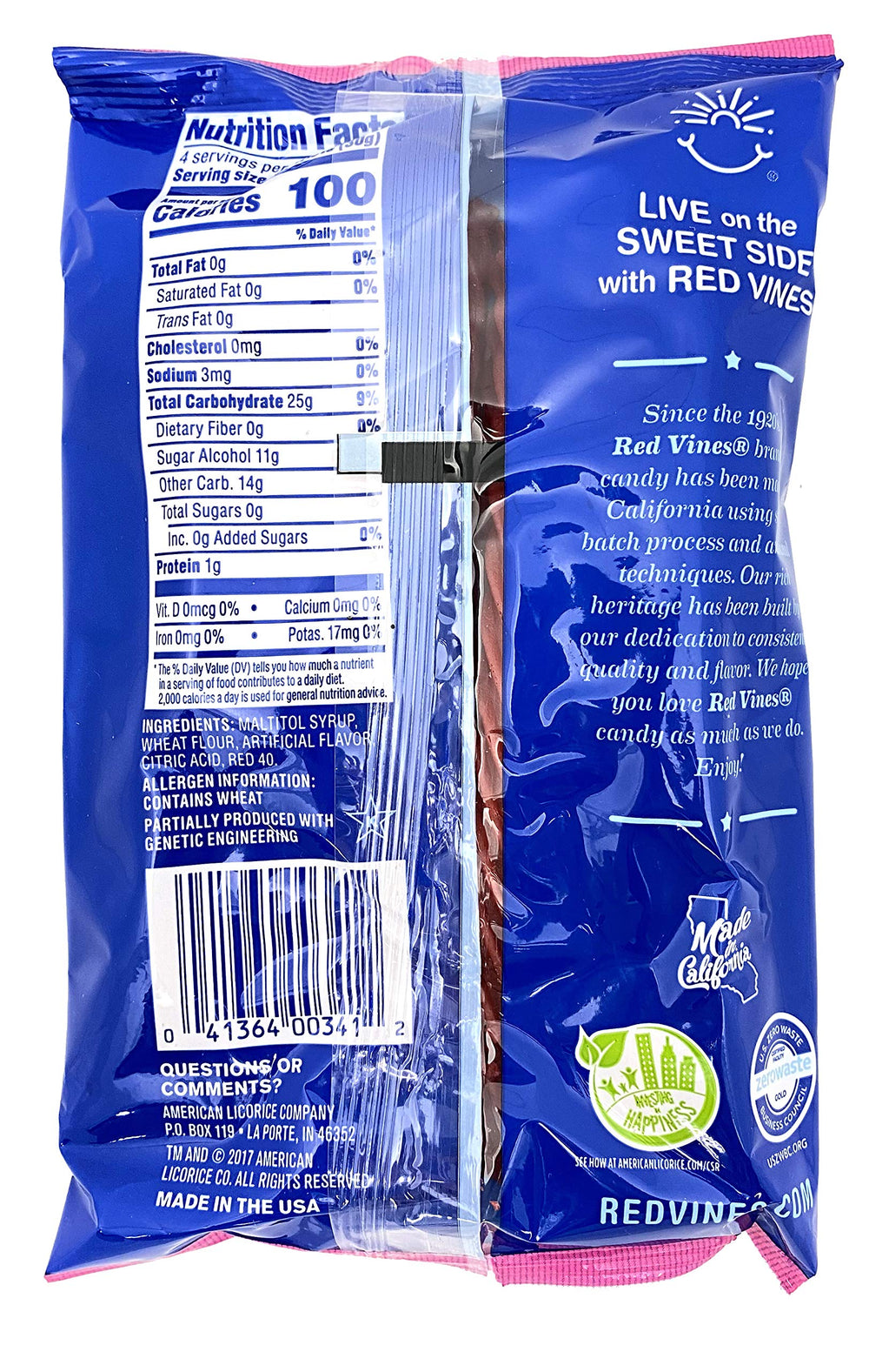 Close-up of Licorice Sugar-Free Strawberry Twists highlighting strawberry flavor and low-calorie snacking.