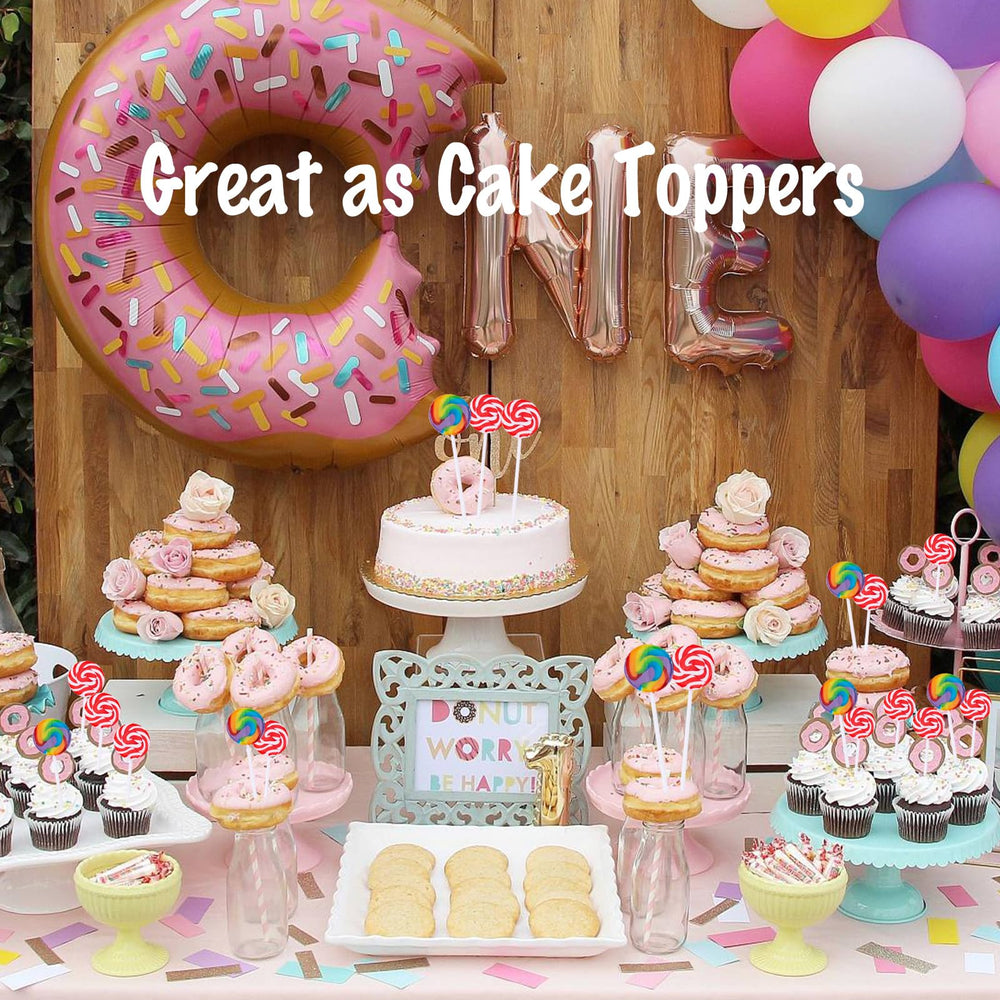 LIDATREE packaged candy display with rainbow lollipops.