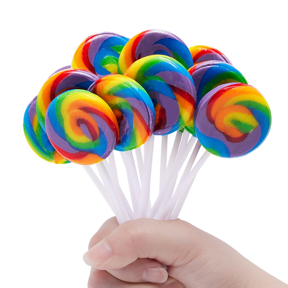 LIDATREE rainbow swirl lollipop, 1.5-inch, individually wrapped for freshness and sharing.