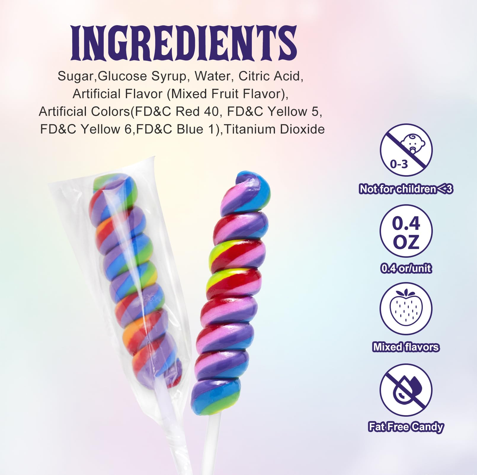 LIDATREE five flavors rainbow suckers offer variety for tasting stations.