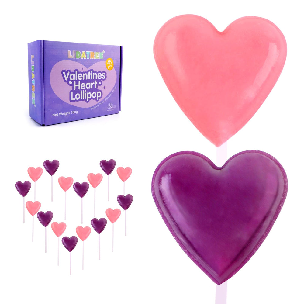 LIDATREE Heart Lollipops 45pcs pack, perfect for Valentine's gifting and sharing.