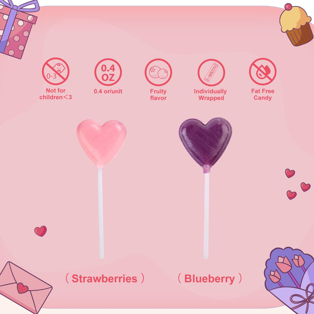 LIDATREE Heart Lollipops heart shape closeup highlights glossy candy appeal.