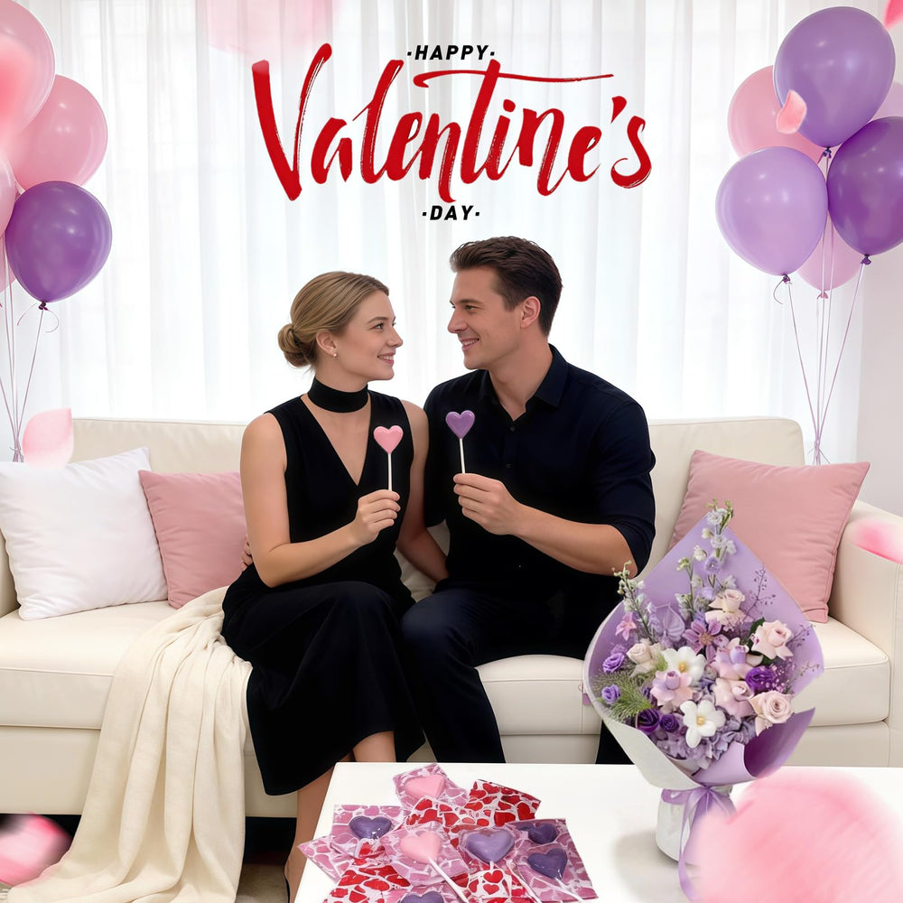 LIDATREE Heart Lollipops pink and purple colors entice Valentine's treats and gifting.