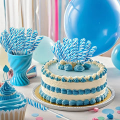 LIDATREE party favors display with blue twist lollipops for gifts.