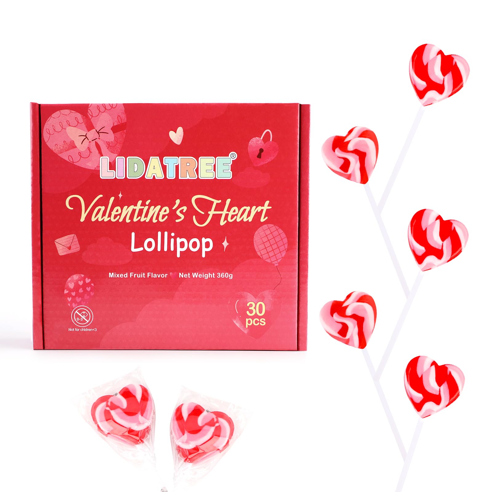 LIDATREE gift-ready heart lollipops enhance Valentine gift ideas.