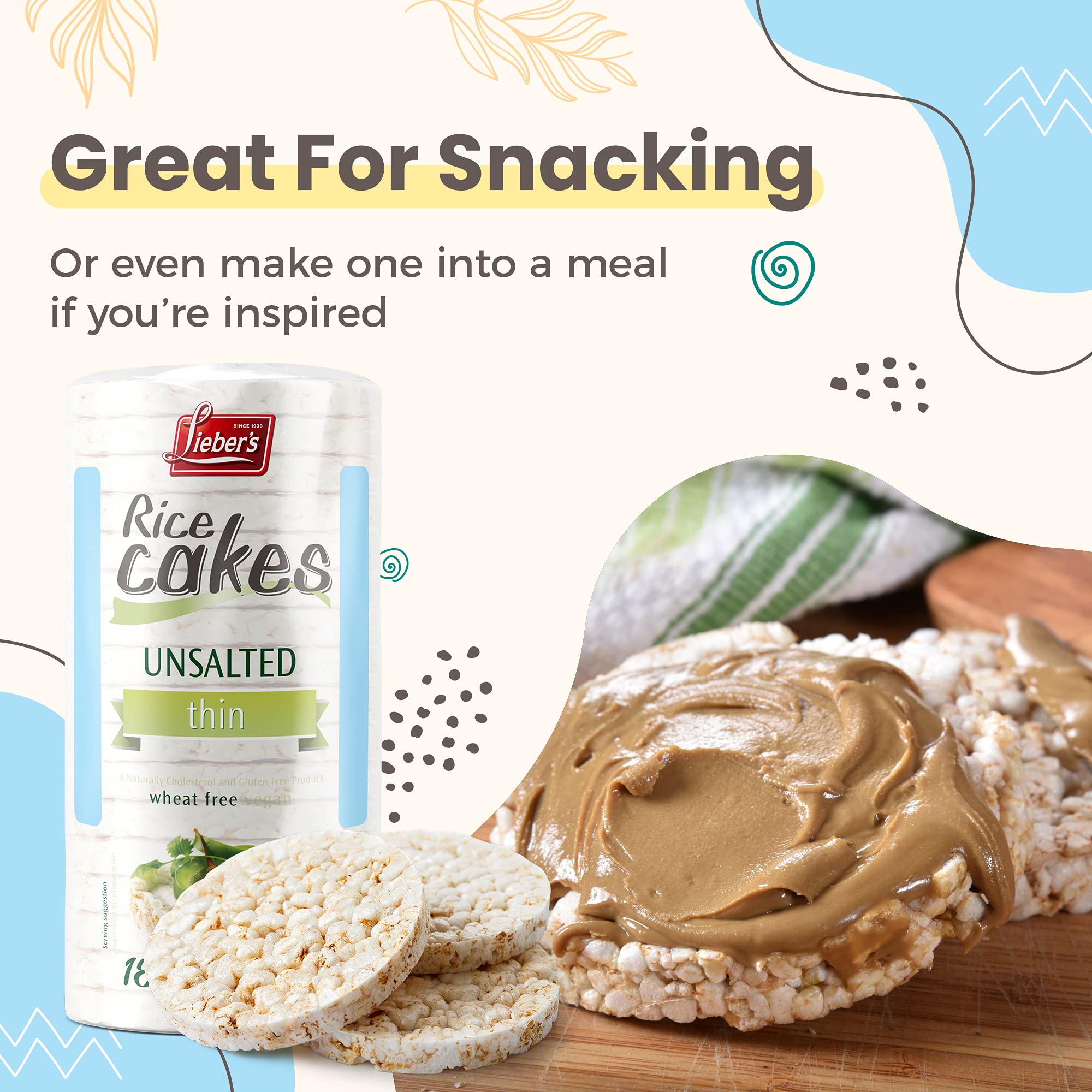 Lieber's gluten-free and dairy-free rice cakes for sensitive diets