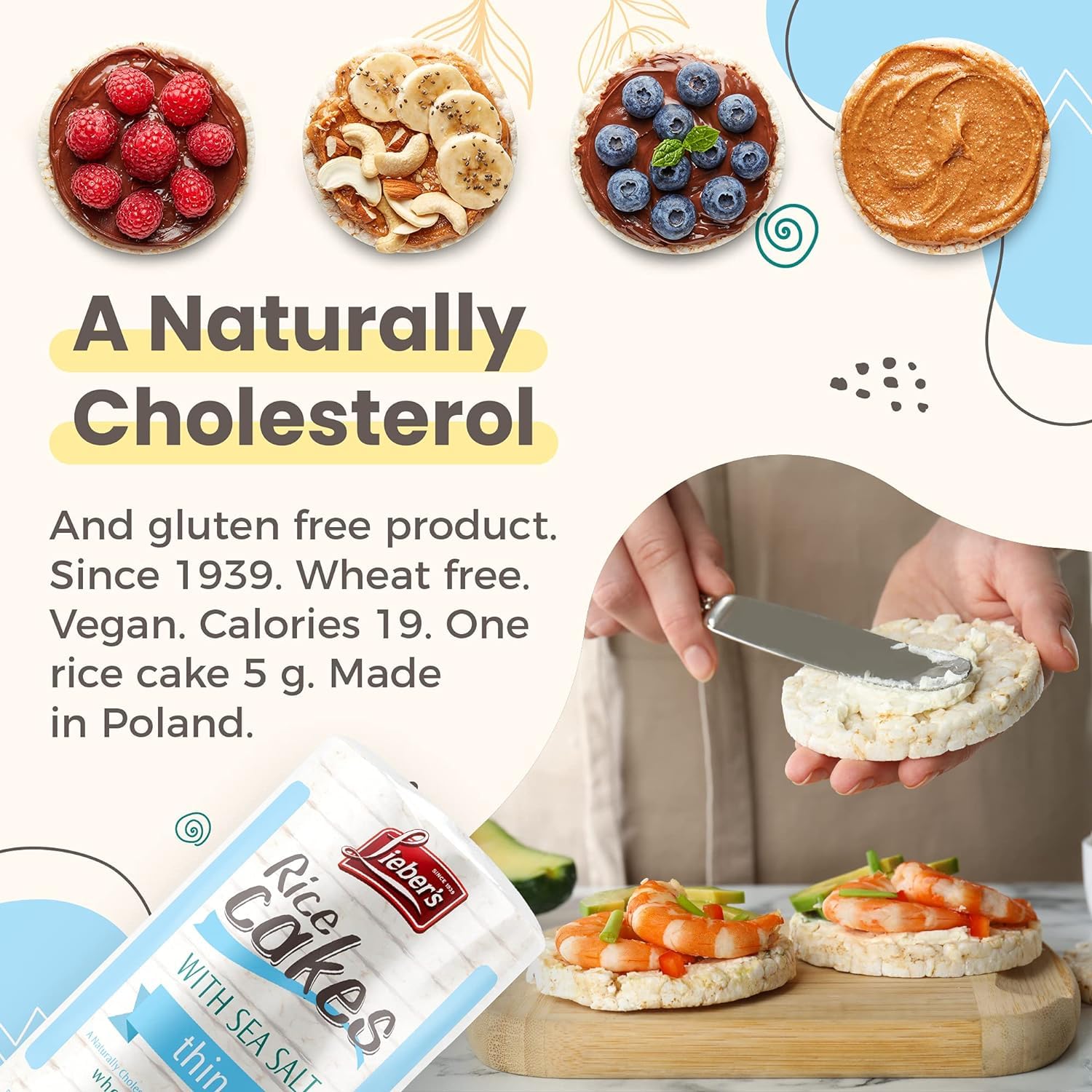 Lieber's Sea Salt Rice Cake kosher certified image signals trusted dietary option.