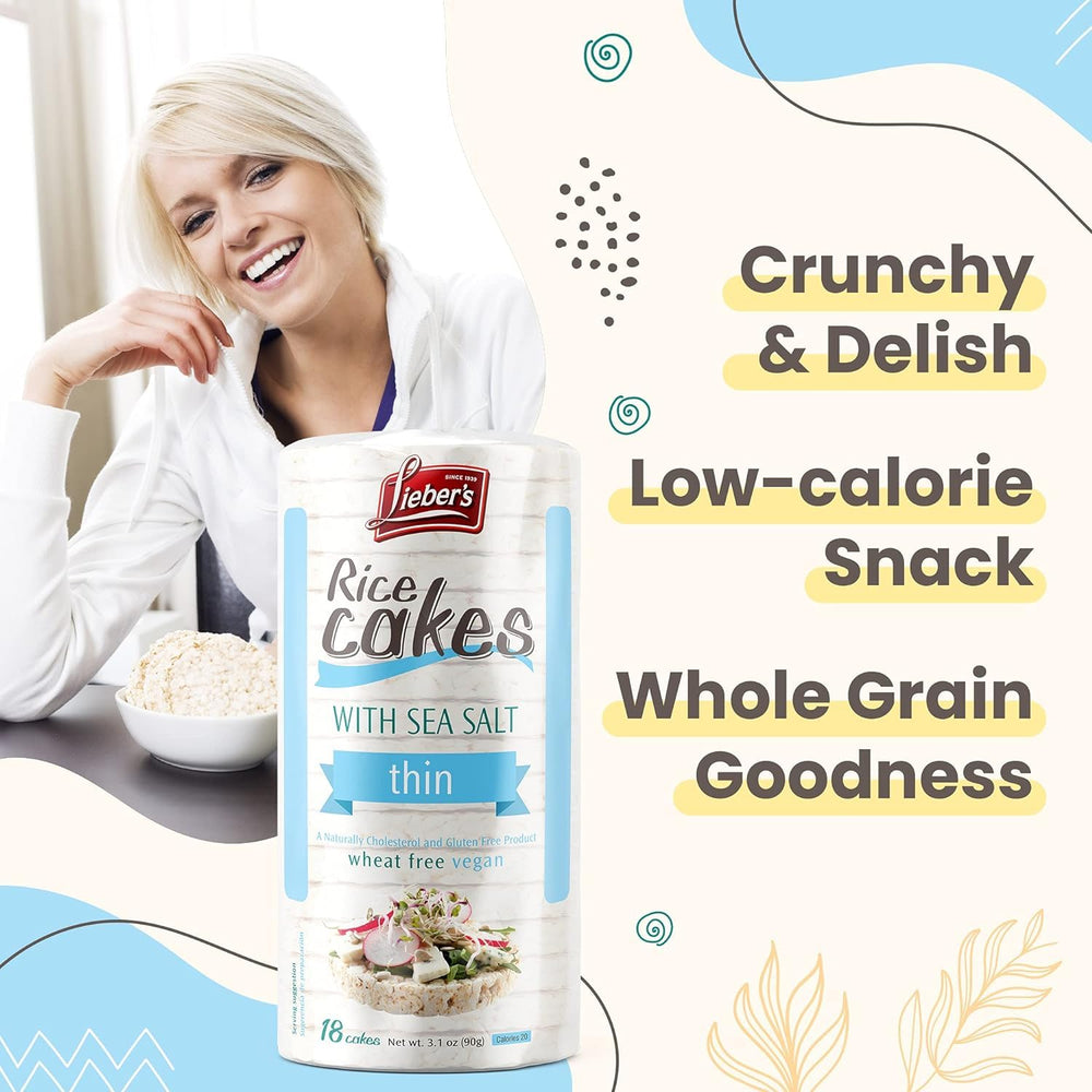 Lieber's Sea Salt Rice Cake with hummus demonstrates versatile dip-friendly snack.