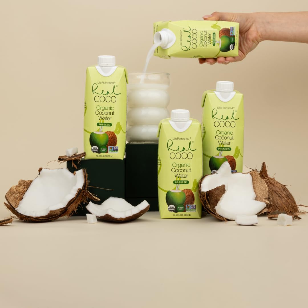 Life Refreshed Real Coco pour glass illustrating crisp, natural hydration after workouts