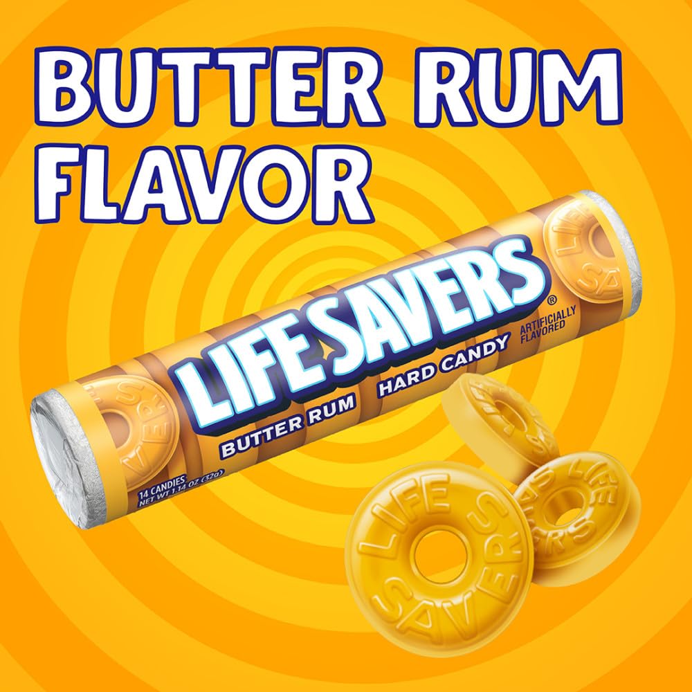 Life Savers Butter Rum candy as lunchbox snack for kids and adults.