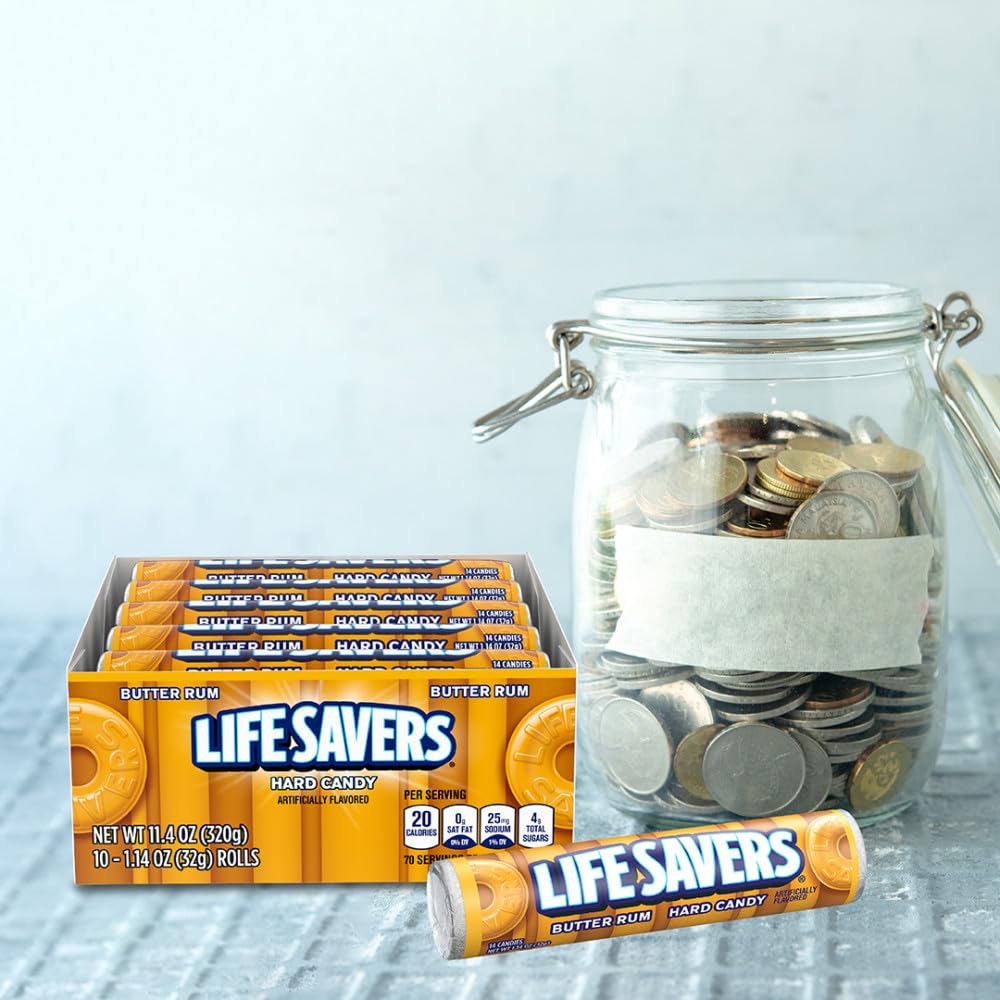 Life Savers Butter Rum rolls perfect for trick-or-treat bags.