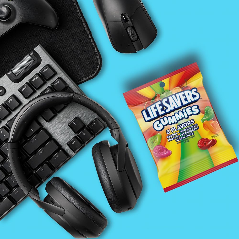 Life Savers Gummies strawberry flavor close-up, bold color for desserts