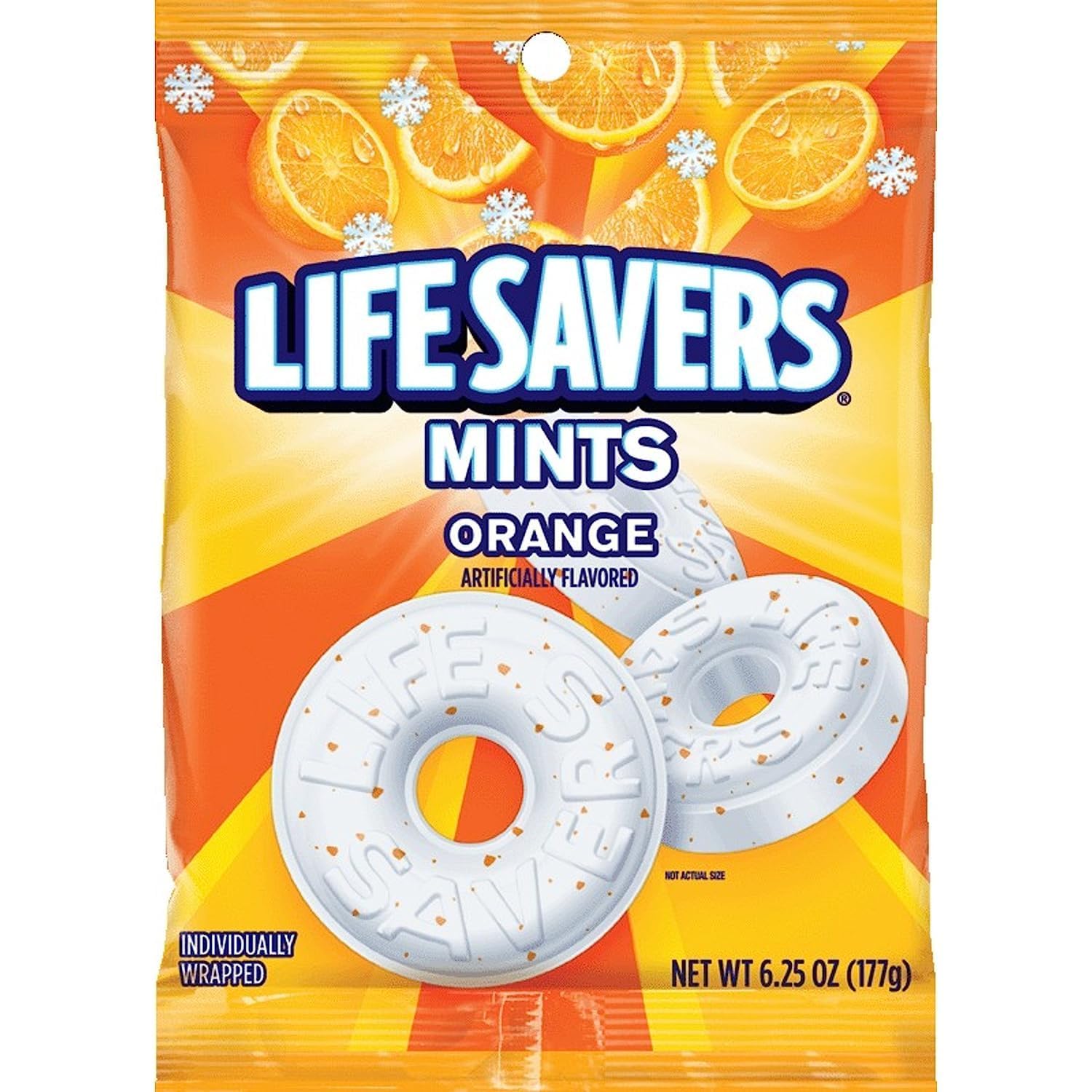 Life Savers Orange Mints individually wrapped for easy freshness and portion control.