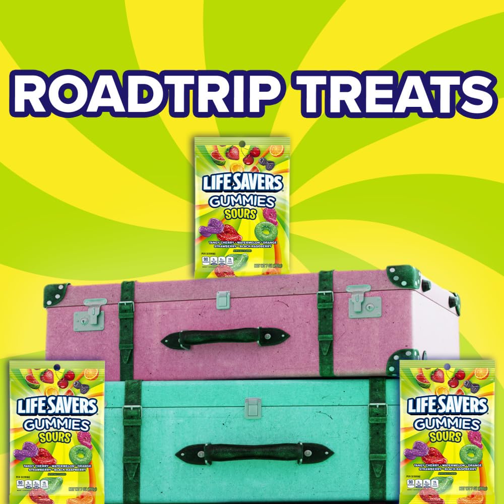 Life Savers Sour Gummies bright colors and glossy texture