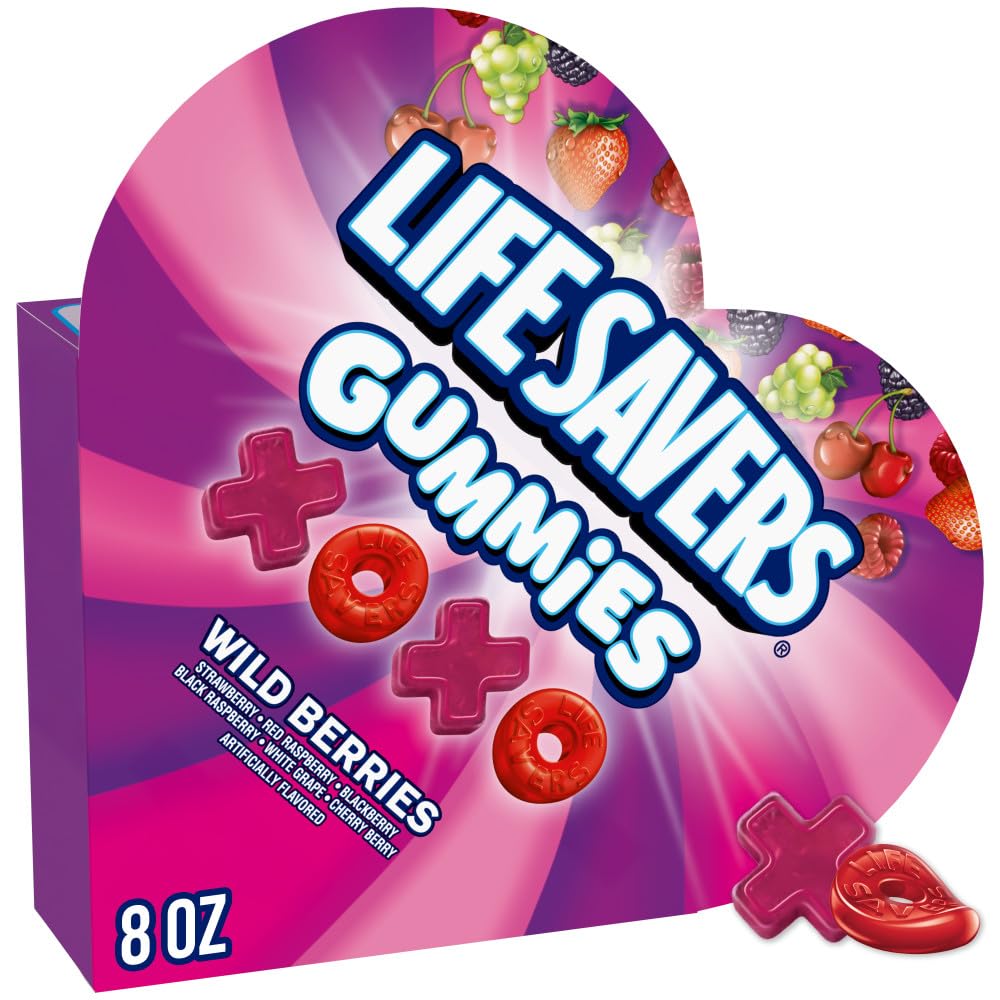 Life Savers Wild Berries heart box front view for Valentine gifting.