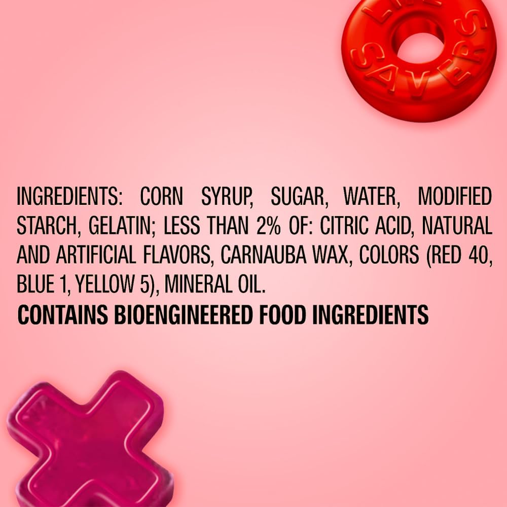 Life Savers Wild Berries ring gummies close-up, highlighting quirky ring shapes.