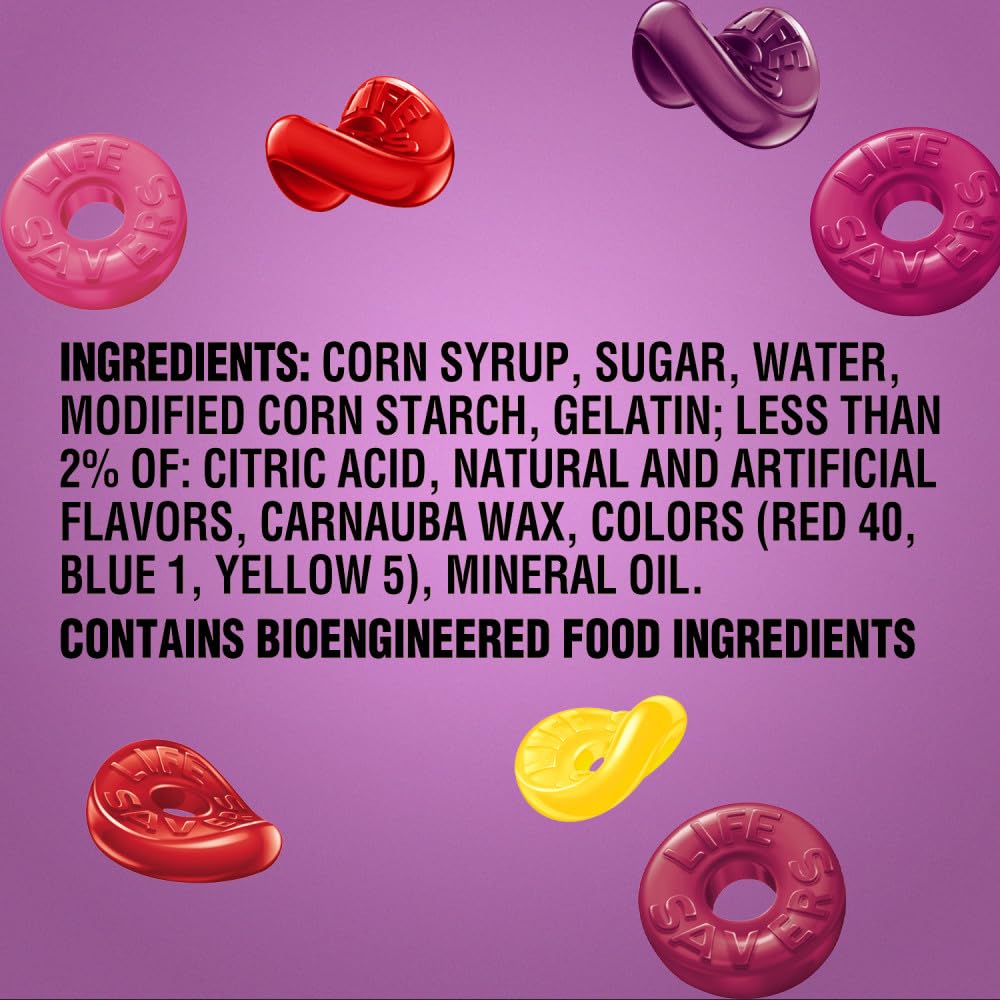 Individually wrapped Life Savers Wild Berry gummies ensure freshness and easy sharing.