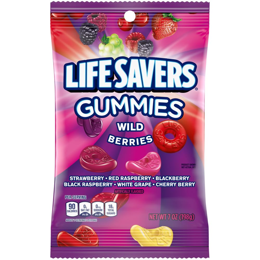 Life Savers Wild Berry gummies in a 12-pack format for gatherings.