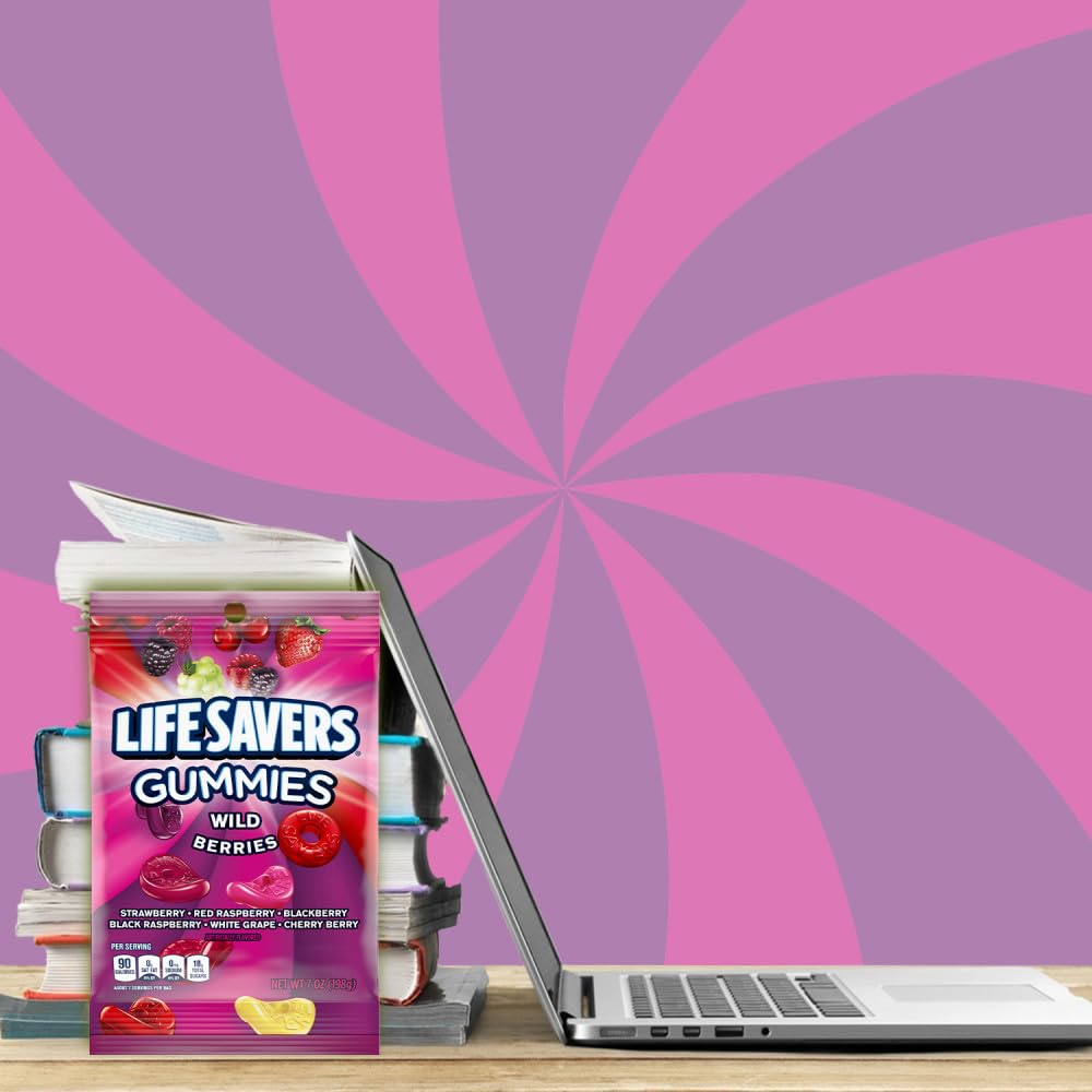 Life Savers Wild Berry gummies stocked in the office break room.