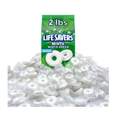 Life Savers Wint O Green mints 2lb bag, ideal for sharing at gatherings.