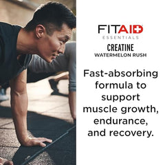 LIFEAID FITAID Creatine Watermelon Rush mixed in glass for refreshing performance.