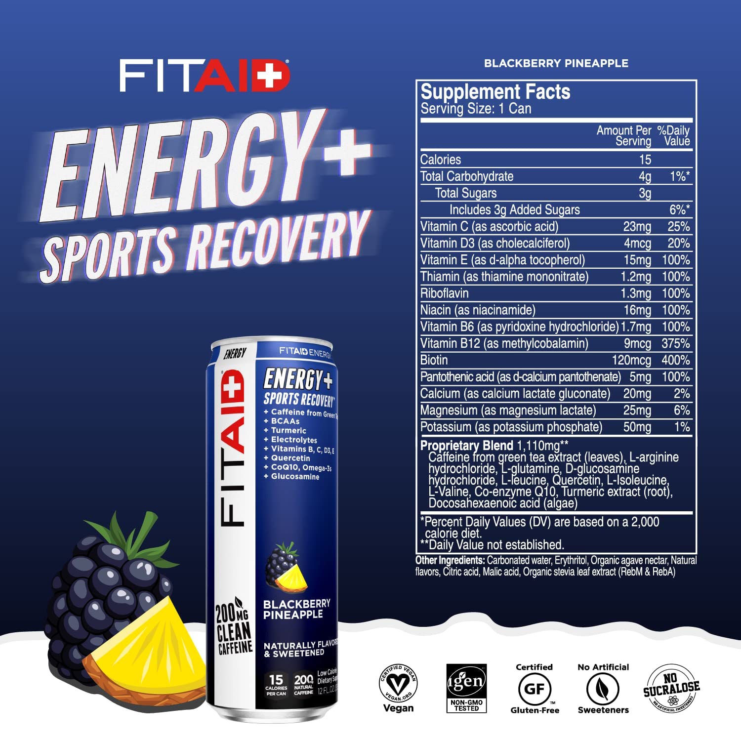 LifeAID FITAID Energy BCAAs and glutamine focus