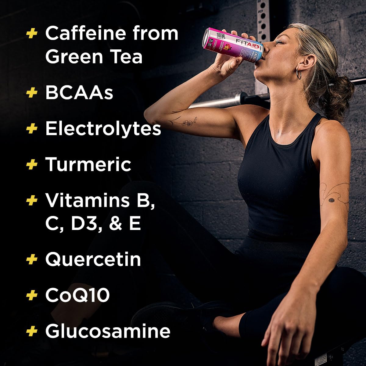 LIFEAID FITAID ENERGY bottle with ice showcases crisp flavor