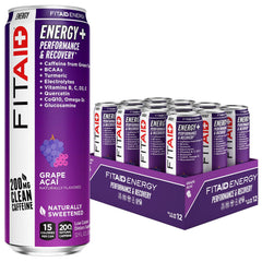 LIFEAID FITAID Energy Grapes Açai can front view, clean pre-workout energy.