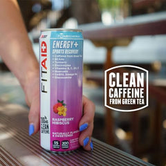 LIFEAID FITAID ENERGY label close-up emphasizes no artificial sweeteners