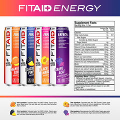 LifeAID FITAID Energy label close-up with key ingredients