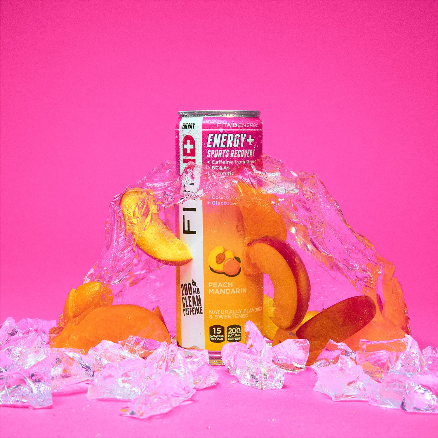 LIFEAID FITAID ENERGY Peach Mandarin packaging emphasizes BPA-free vegan formula.