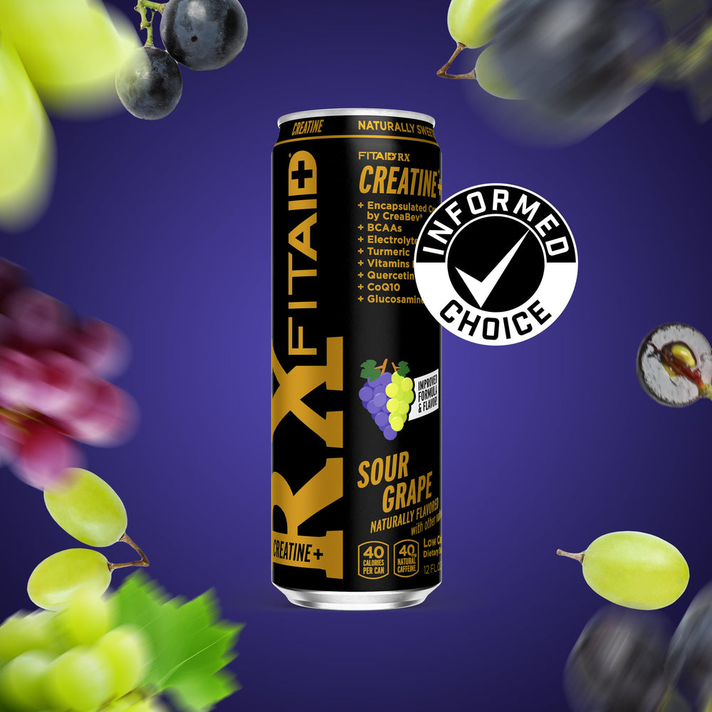 FITAID RX sour grape can showcases refreshing flavor and quick post-workout energy