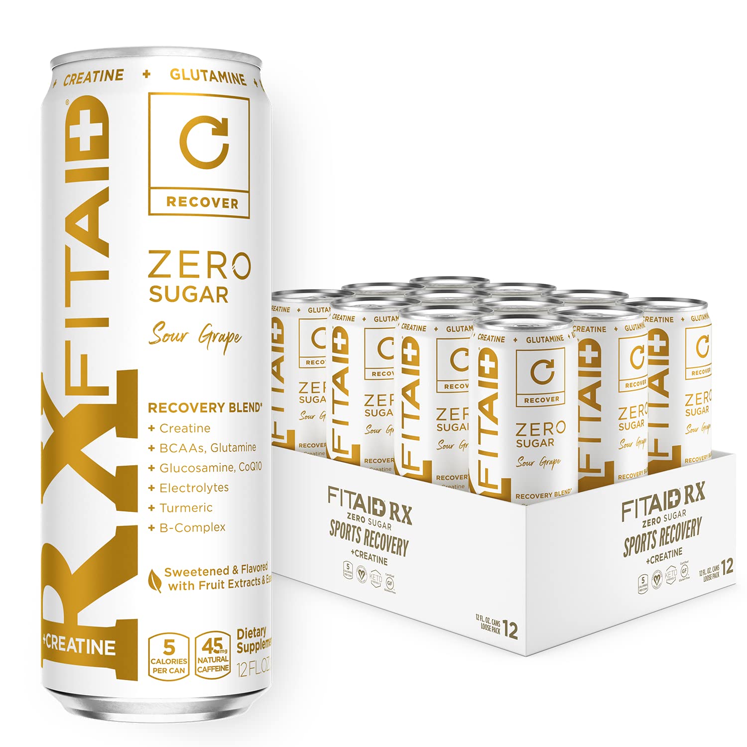 LIFEAID FITAID Rx Zero bottle front view, a zero-sugar recovery option after workouts.