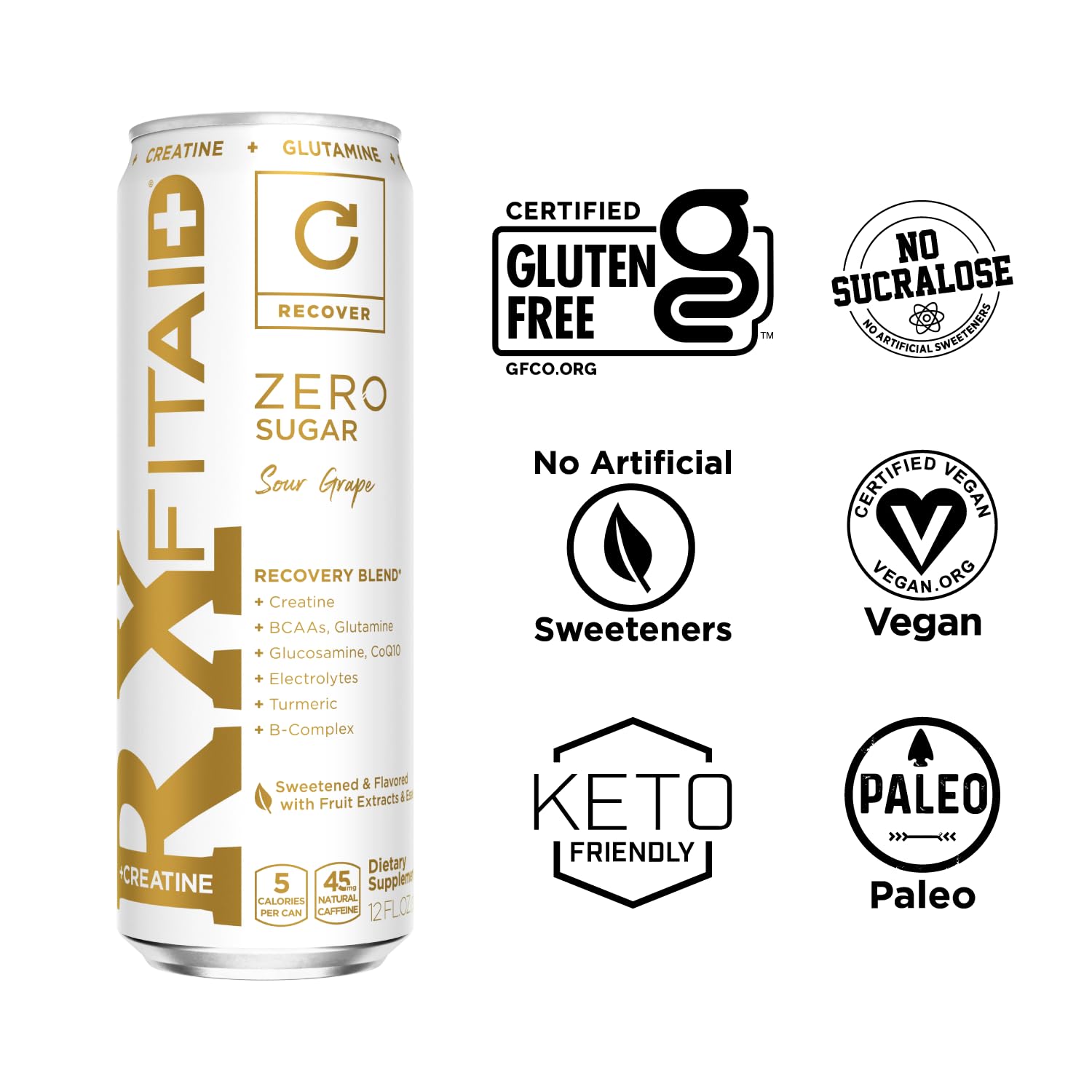 Pack of 12 cans of LIFEAID FITAID Rx Zero for keto-friendly recovery.