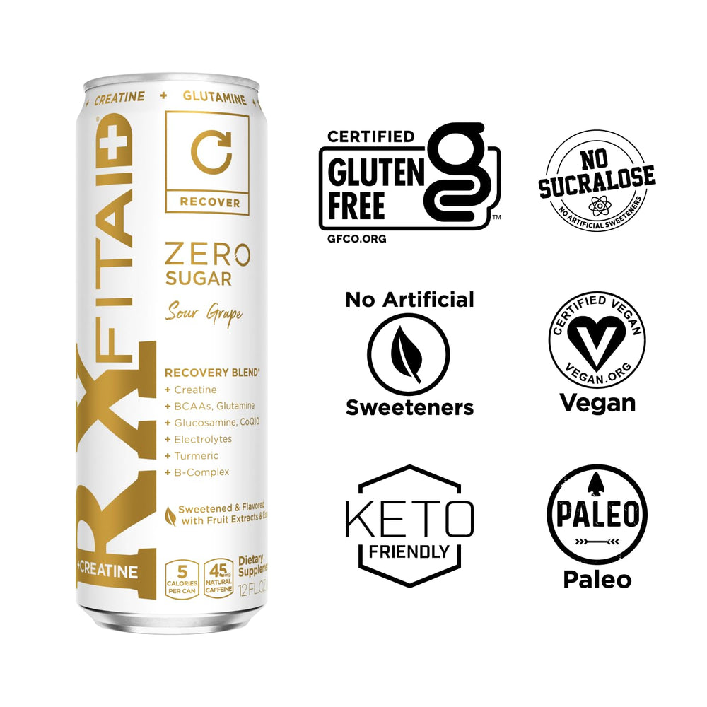 Pack of 12 cans of LIFEAID FITAID Rx Zero for keto-friendly recovery.