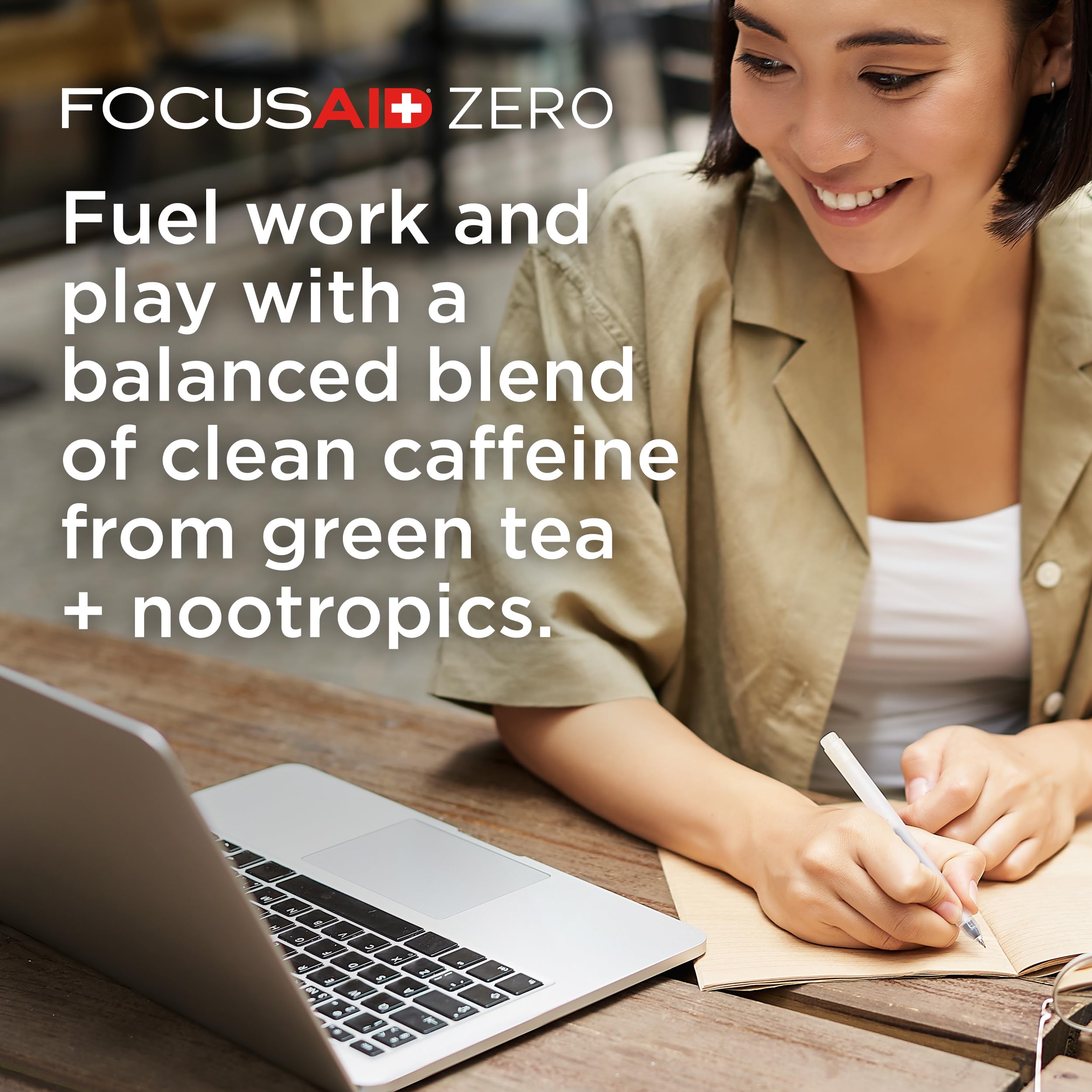 LIFEAID FOCUSAID ZERO SUGAR on desk during a workday for sharp focus