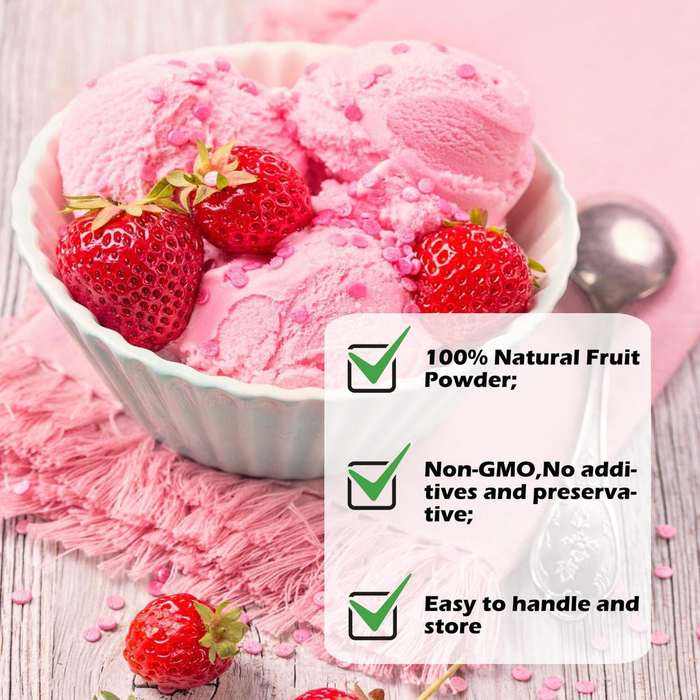 Lifebooil baking ready strawberry powder blends smoothly into batter for vibrant notes
