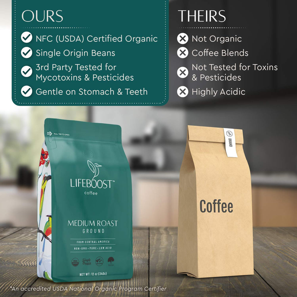 Lifeboost 3-pack organic label; USDA Organic and third-party testing.