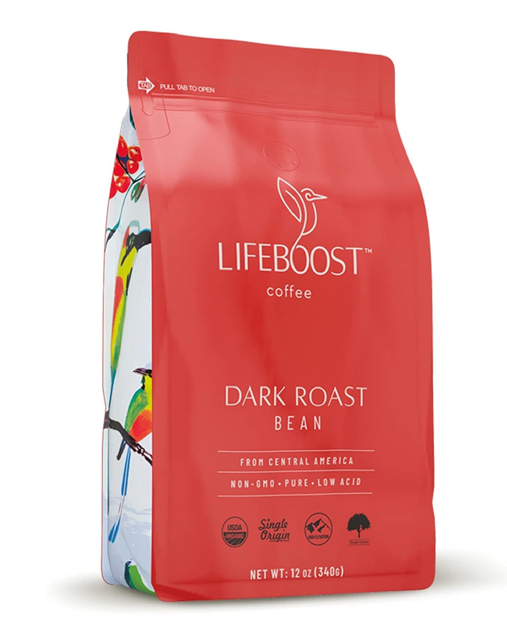 LIFEBOOST dark organic coffee beans ready to grind for a smooth morning ritual