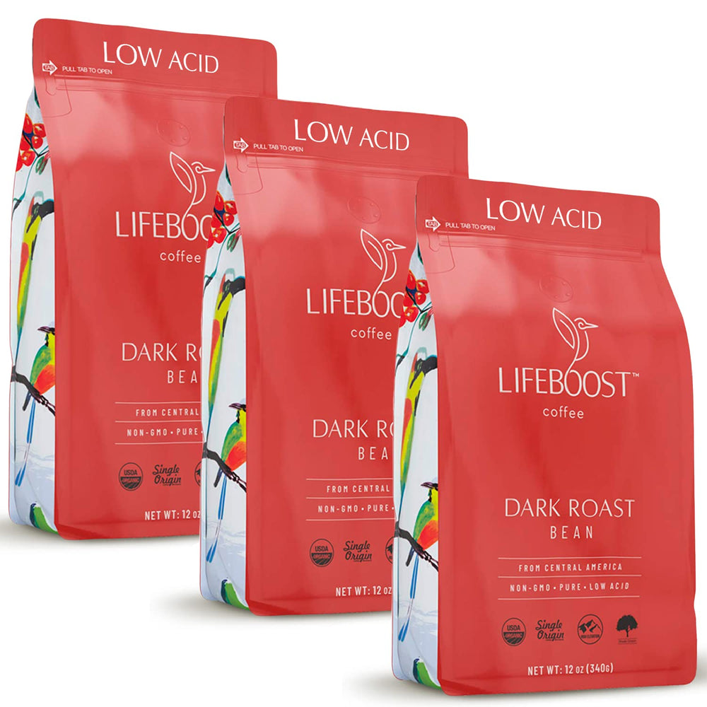 LIFEBOOST dark roast whole-bean bag ready to grind for bold flavor potential