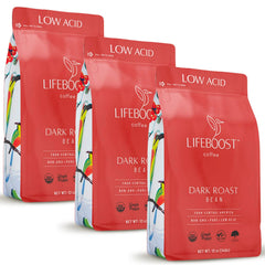 LIFEBOOST dark roast whole-bean bag ready to grind for bold flavor potential
